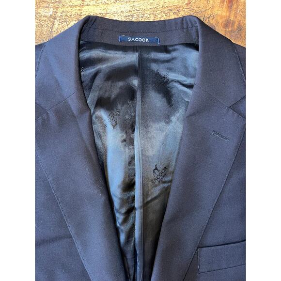 Mens Sacoor Brothers Black 100% Wool Two Button Classy Suit Coat Blazer (EU) 58 - Picture 3 of 10